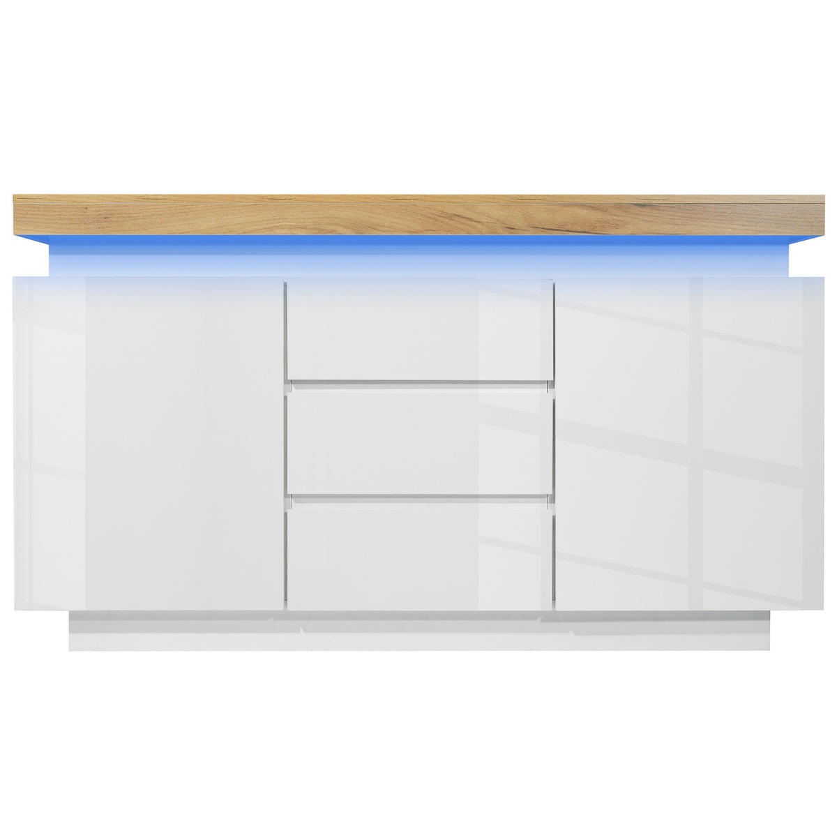 KOMMODE 140/39/81 cm in Weiß mit LED-Beleuchtung und 2 Türen - Weiß, Holzwerkstoff (140/81/39cm) - BEAOK