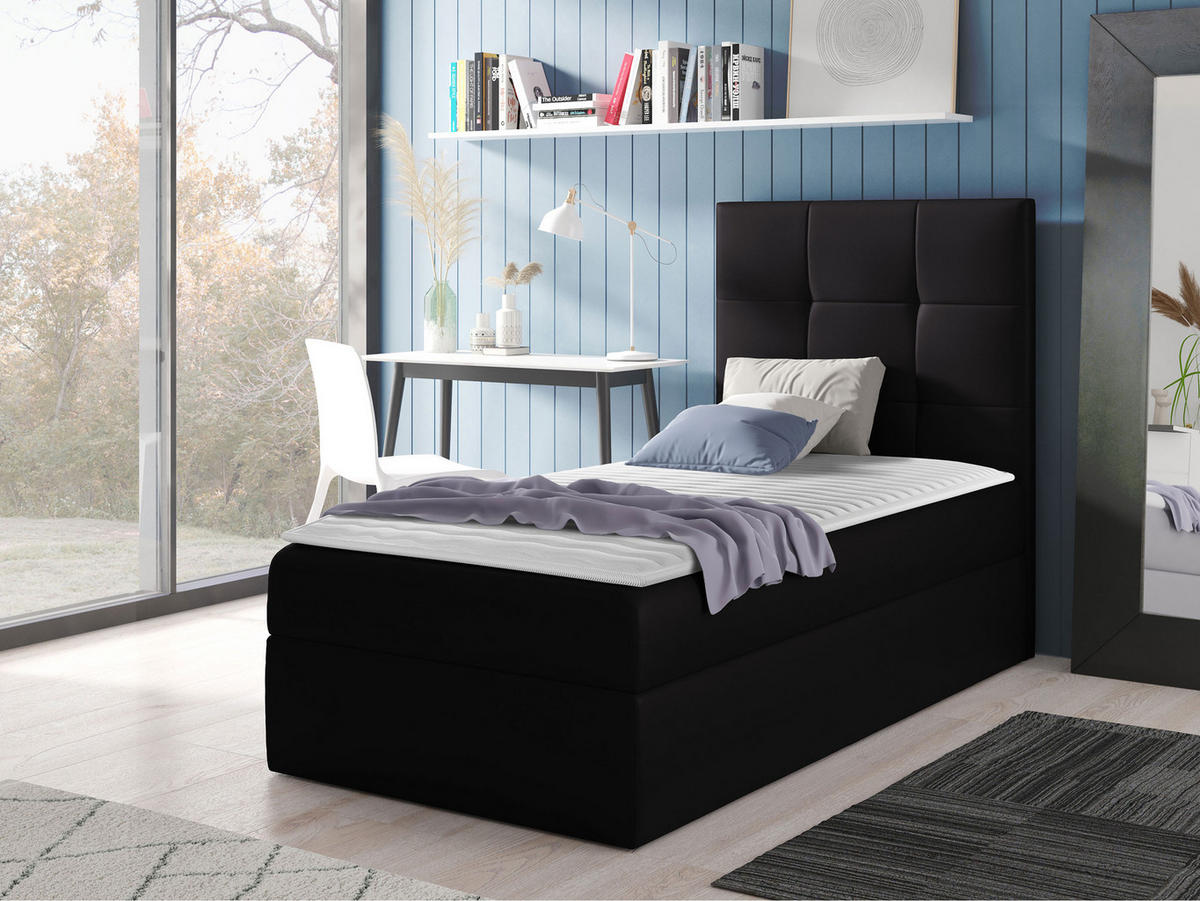 BOXBETT Mini 2, Seite zum Öffnen des Bettkastens: Rechts - Schwarz, Holz (100/200cm) - MIRJAN24
