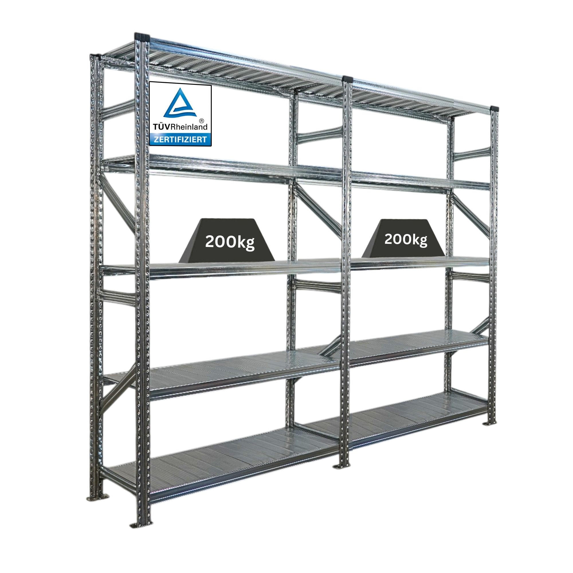 Proregal Fachbodenregal Silber 240x200x40 cm
