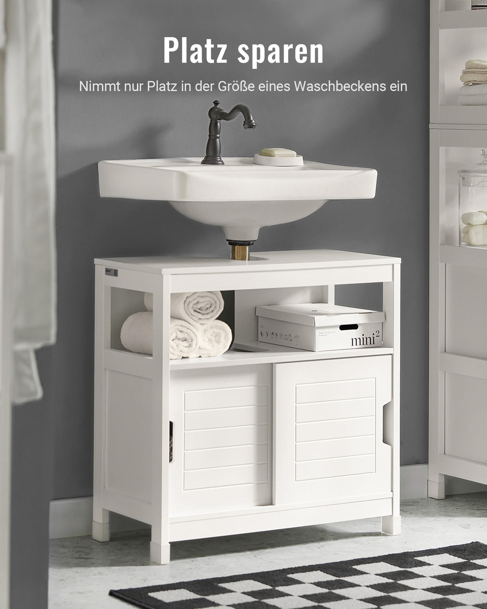 WASCHBECKENUNTERSCHRANK Weiß - Weiß, Holzwerkstoff (60/60/31cm) - SoBuy