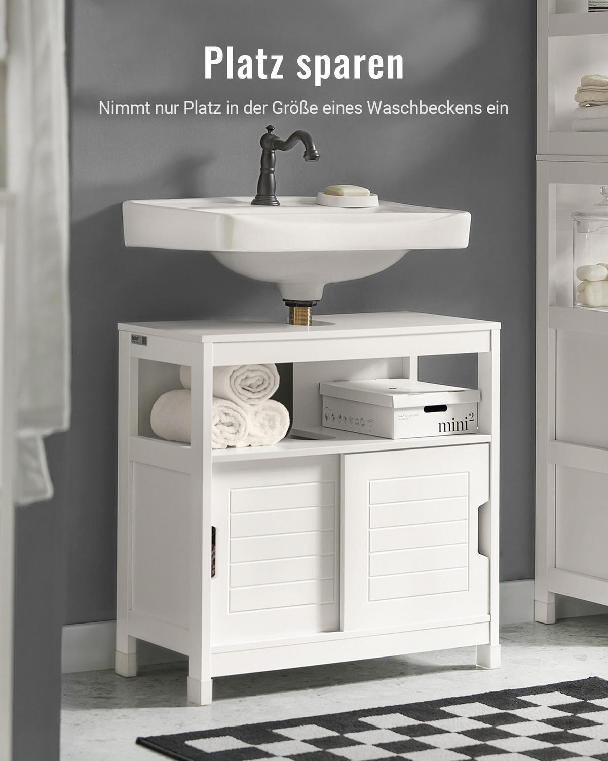 WASCHBECKENUNTERSCHRANK Weiß - Weiß, Holzwerkstoff (60/60/31cm) - SoBuy