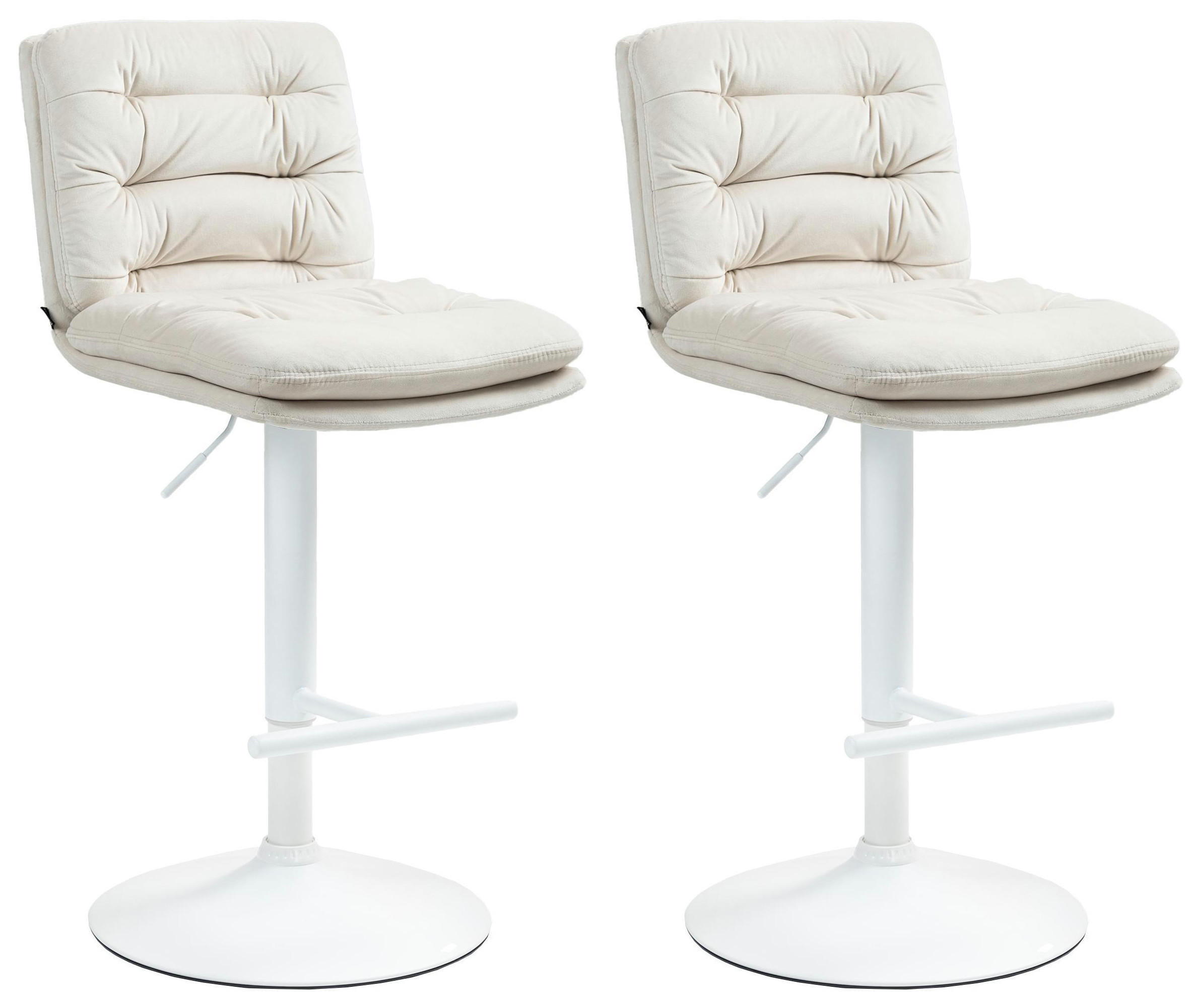 BARHOCKER 2er Set Samt creme - Creme/Weiß, Textil/Metall (42/94/56cm) - CLP