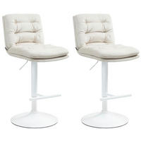 BARHOCKER 2er Set Samt creme - Creme/Weiß, Textil/Metall (42/94/56cm) - CLP