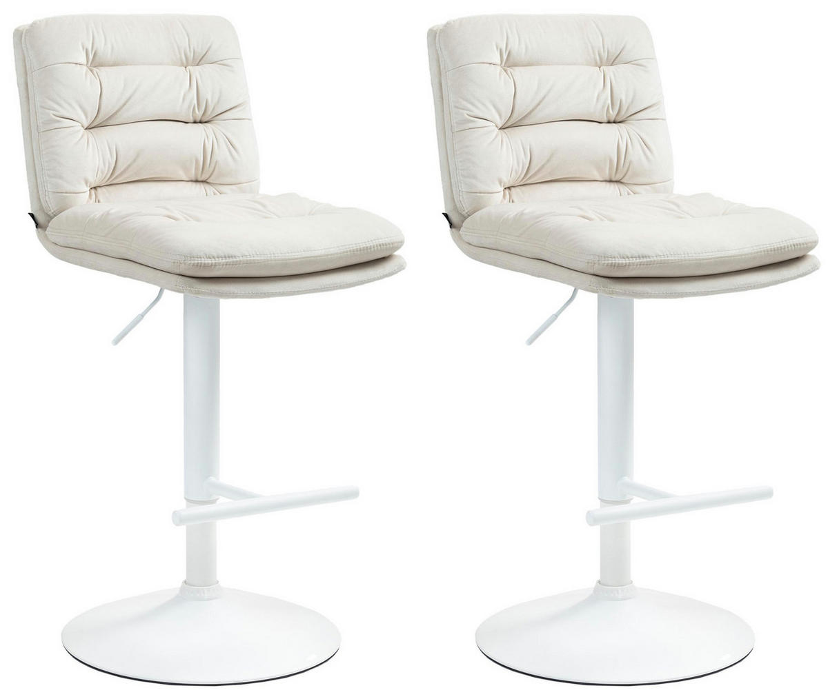 BARHOCKER 2er Set Samt creme - Creme/Weiß, Textil/Metall (42/94/56cm) - CLP