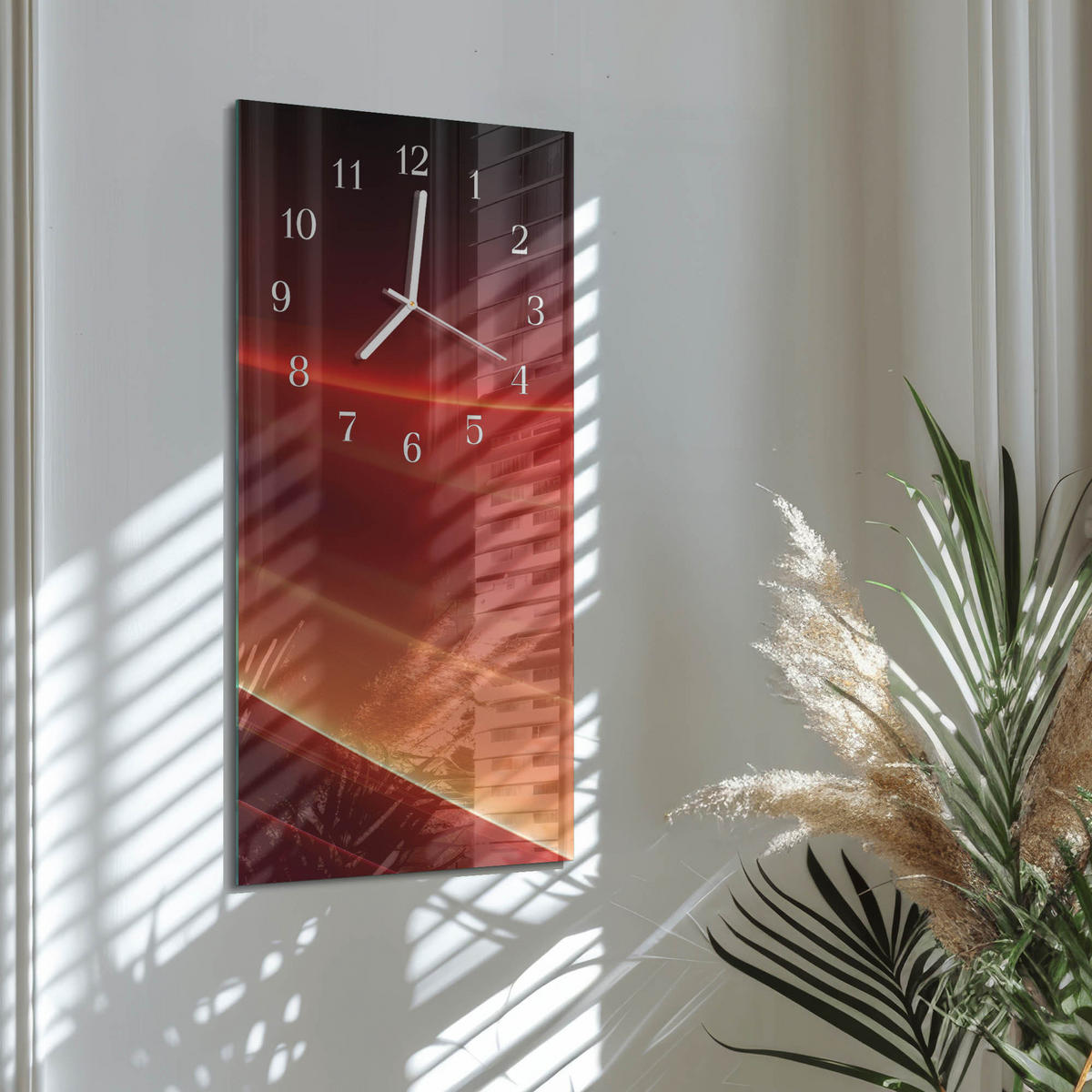 WANDUHR 30x60 cm - Chilischoten - Schwarz, Glas (30/60/0.4cm) - TULUP