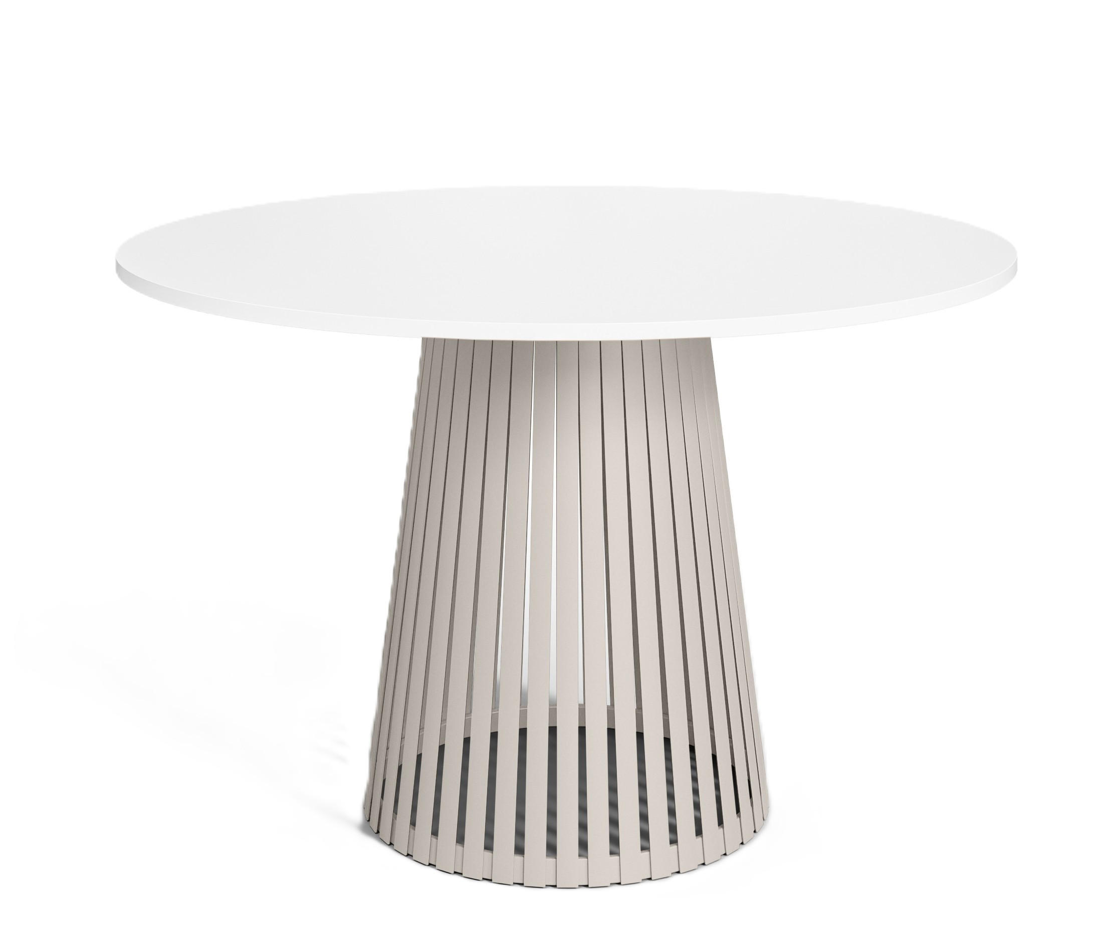 TISCH Weiß VIV Rund Mit Lamellen Kaschmir Basis 90 cm - Kaschmir/Weiß, Holzwerkstoff (90/90/76cm) - Sepro Meble