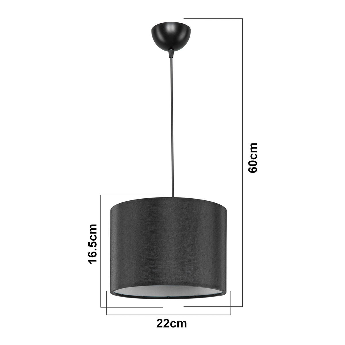 HÄNGELAMPE Willenhall - Schwarz, Textil (22/22/60cm) - lux.pro