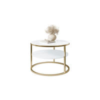 COUCHTISCH CIRI SLIM GLASS Ø60/40 cm gebürstetes Gold / weißes Glas - Goldfarben/Weiß, Glas/Holzwerkstoff (60/60/40cm) - Lookway
