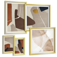 BILDER SET 5er Set - 50x50 cm & 20x30 cm & 40x60 cm Goldrahmen - Abstrakte moderne Formen - Goldfarben, Kunststoff (40/60cm) - TULUP
