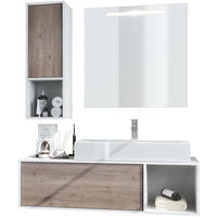 BADMÖBELSET La Costa Fronten in Eiche Nordic - Silbereichenfarben, Holzwerkstoff (126.5/190/46cm) - Vladon