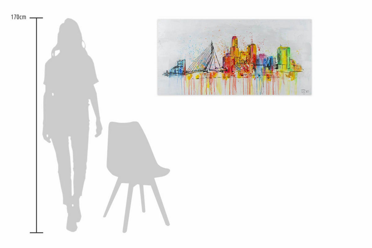 OLEJOMAĽBA 120/60 cm, Mesto a architektúra - sivá, drevo/textil (120/60cm) - KUNSTLOFT