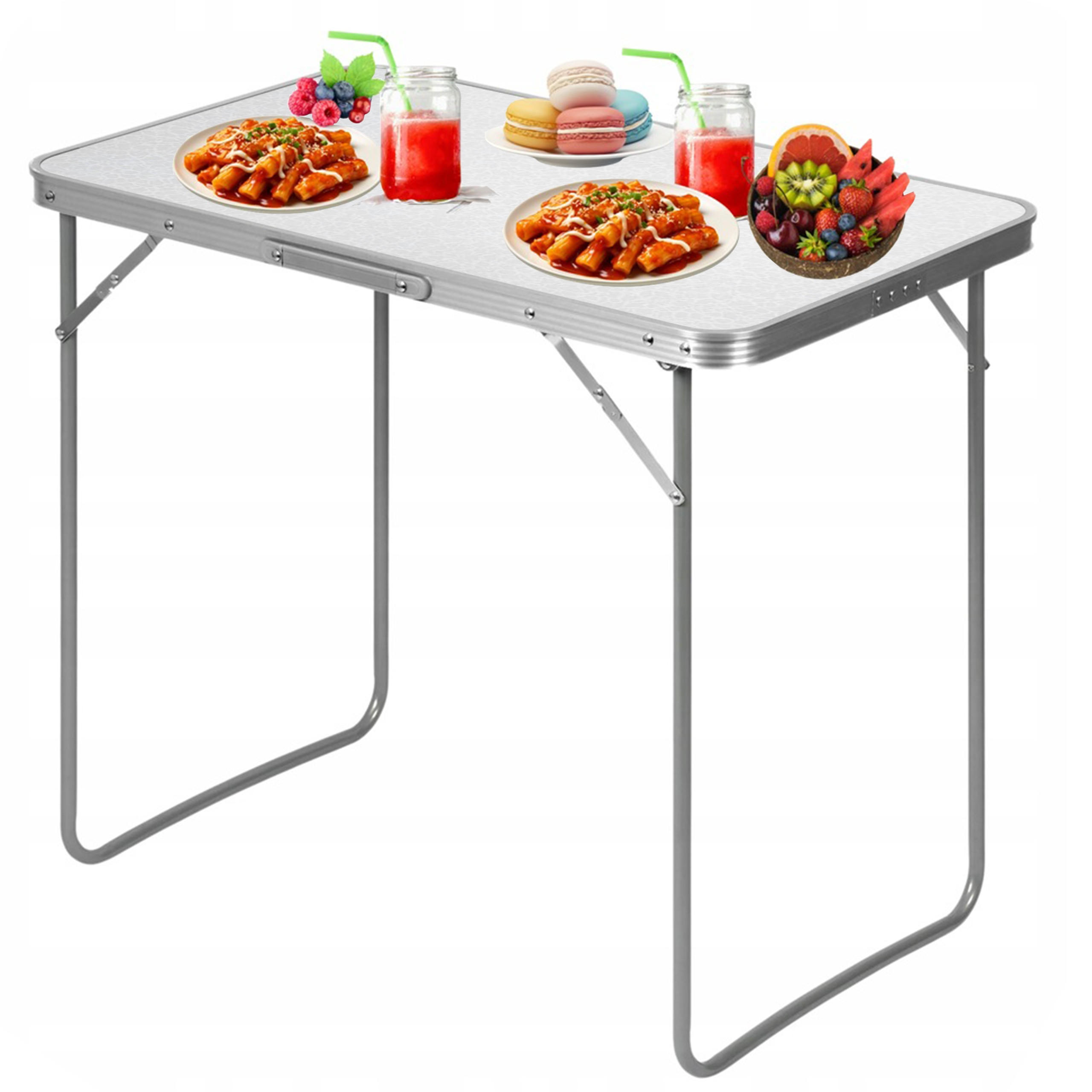 CAMPINGTISCH KLAPPBAR Gartentisch Ausziehbar - Silberfarben, Metall (50/70/60cm) - KRUMAD
