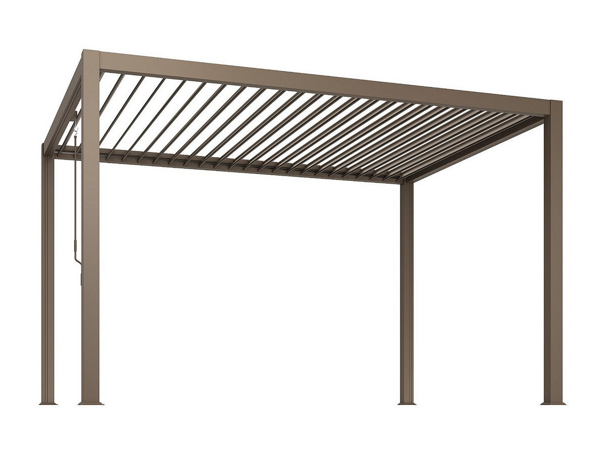 SELBSTTRAGENDE Pergola - 400cm x 300cm - Aluminium - taupe - AMALFI - Braun, Metall (400/250/300cm) - Vente-Unique