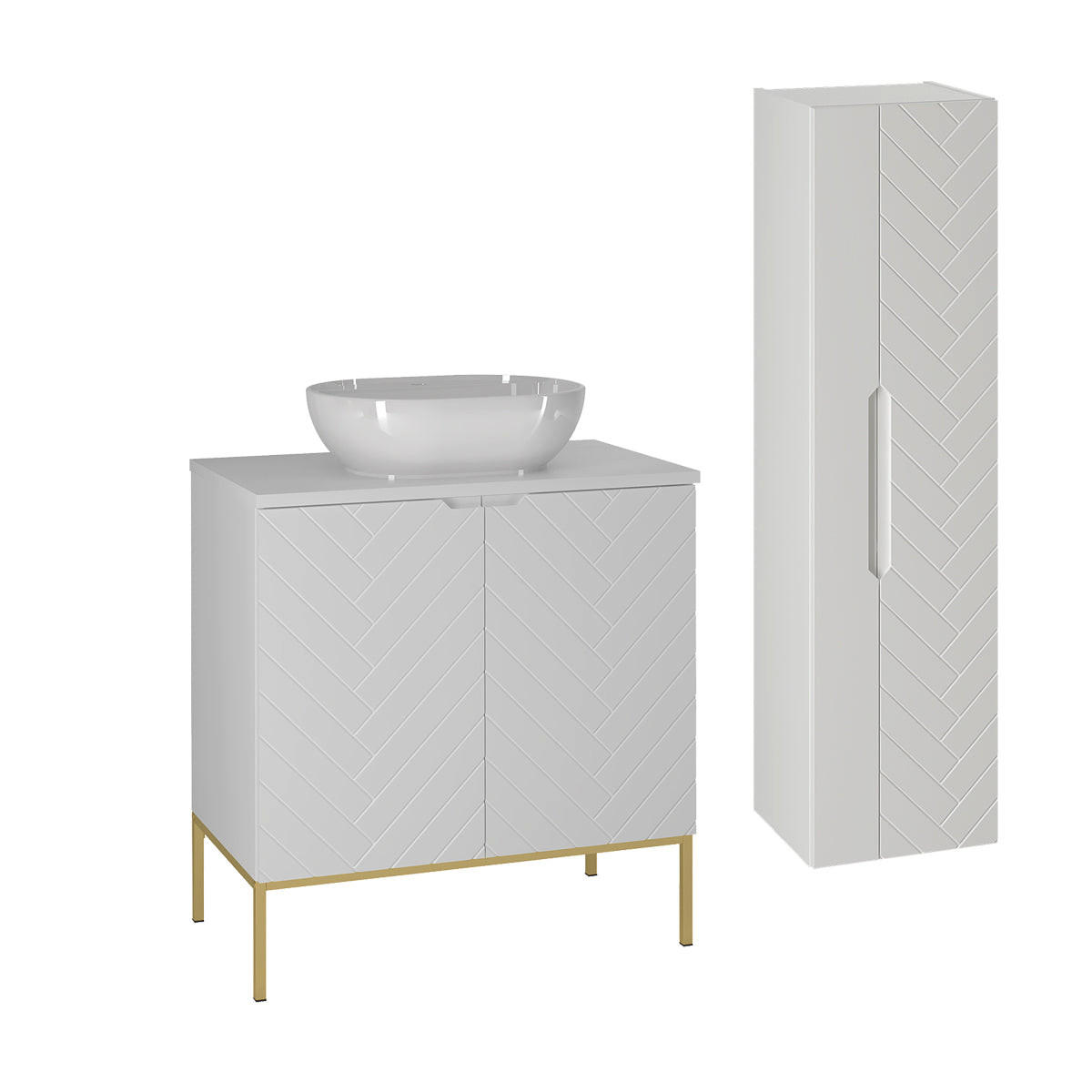 BADMÖBEL 80.6cm Daria 2er-Set Weiß - Weiß, Holzwerkstoff (80.6/84.2/46.5cm) - Petits-meubles