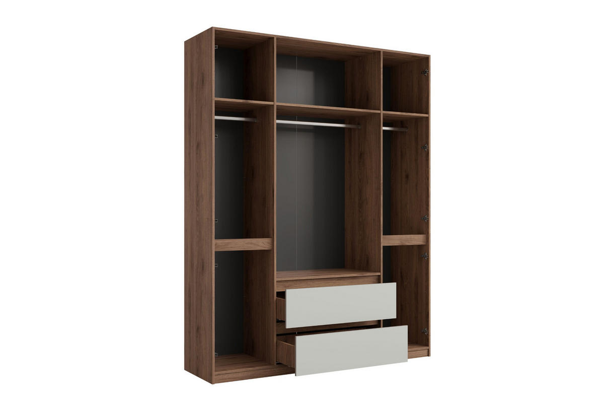 DREHTÜRENSCHRANK MADERA 180/231/52 cm in Grau/Nussbaum - Nussbaumfarben/Grau, Holzwerkstoff (180/231/52cm) - Deine Möbel 24