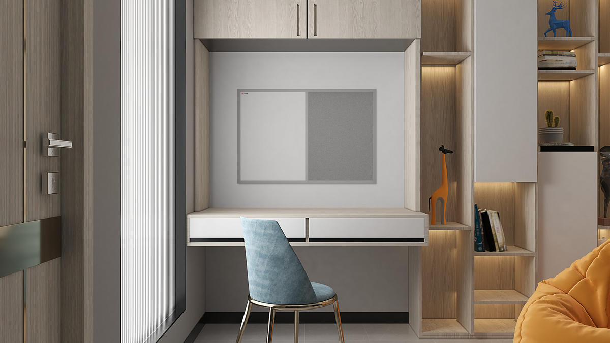 KOMBITAFEL, Kork grau / magnetisch weiß 90x60 - Grau, Holz (90/60/1.5cm) - ALLboards