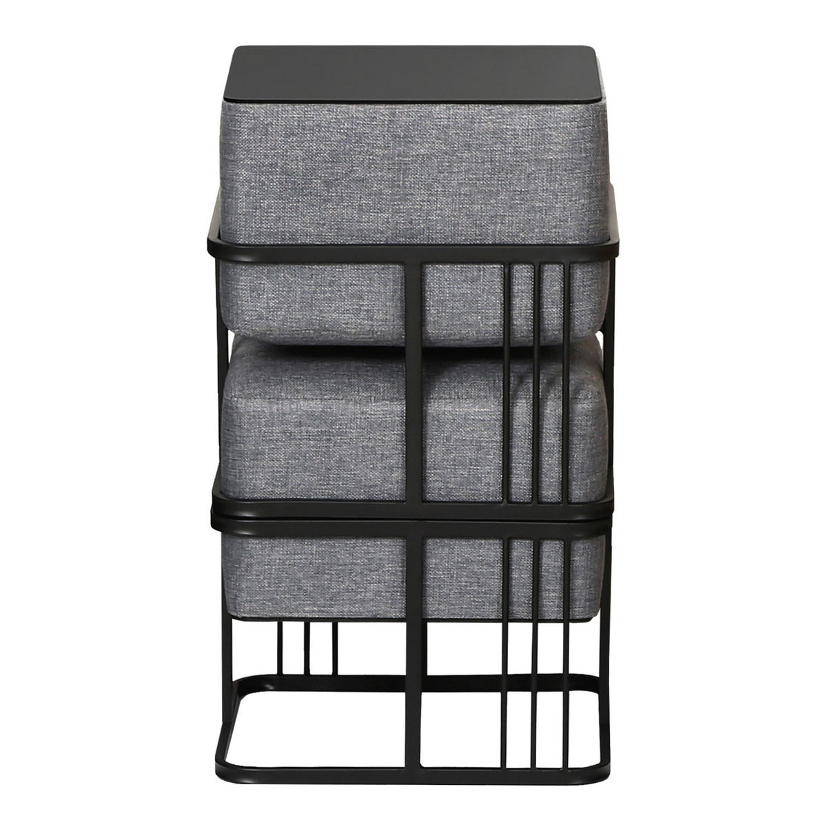 SADA STOLIČEK 2 KS Tas - černá/tmavě šedá, kov/kompozitní dřevo (38/38/38cm) - [en.casa]