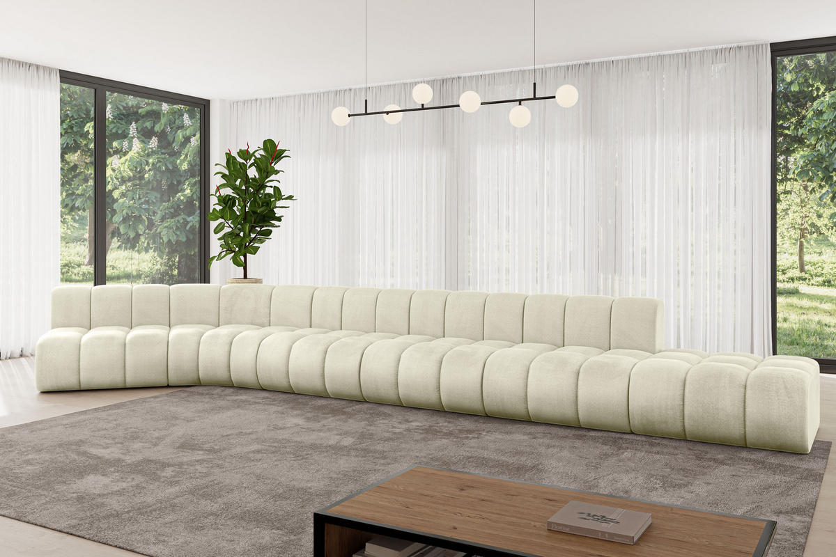 ECKSOFA modulares Sofa Brilo-L3 - 562x174x70 cm Beige - Beige, Holzwerkstoff/Textil (562/174cm) - ALTDECOR