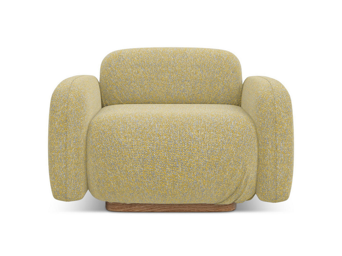 SESSEL Strukturstoff Stoff Gelb - Currygelb/Gelb, Holz/Textil (110/73/95cm) - Makamii