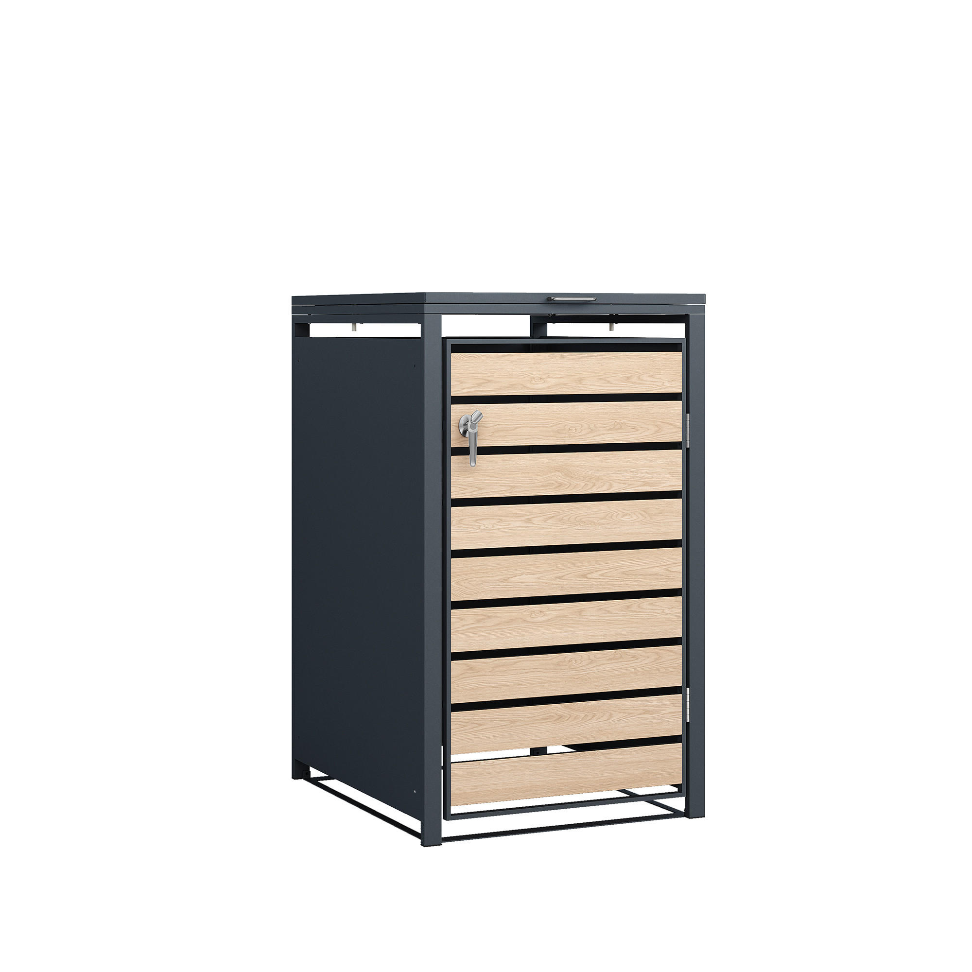 MÜLLTONNENVERKLEIDUNG Liverpool - Mülltonnenbox für 1 - in Holzoptik - , Stahl pulverbeschichtet verzinkt, anthrazit - Grau, Metall (66/116/80cm) - TPFGarden