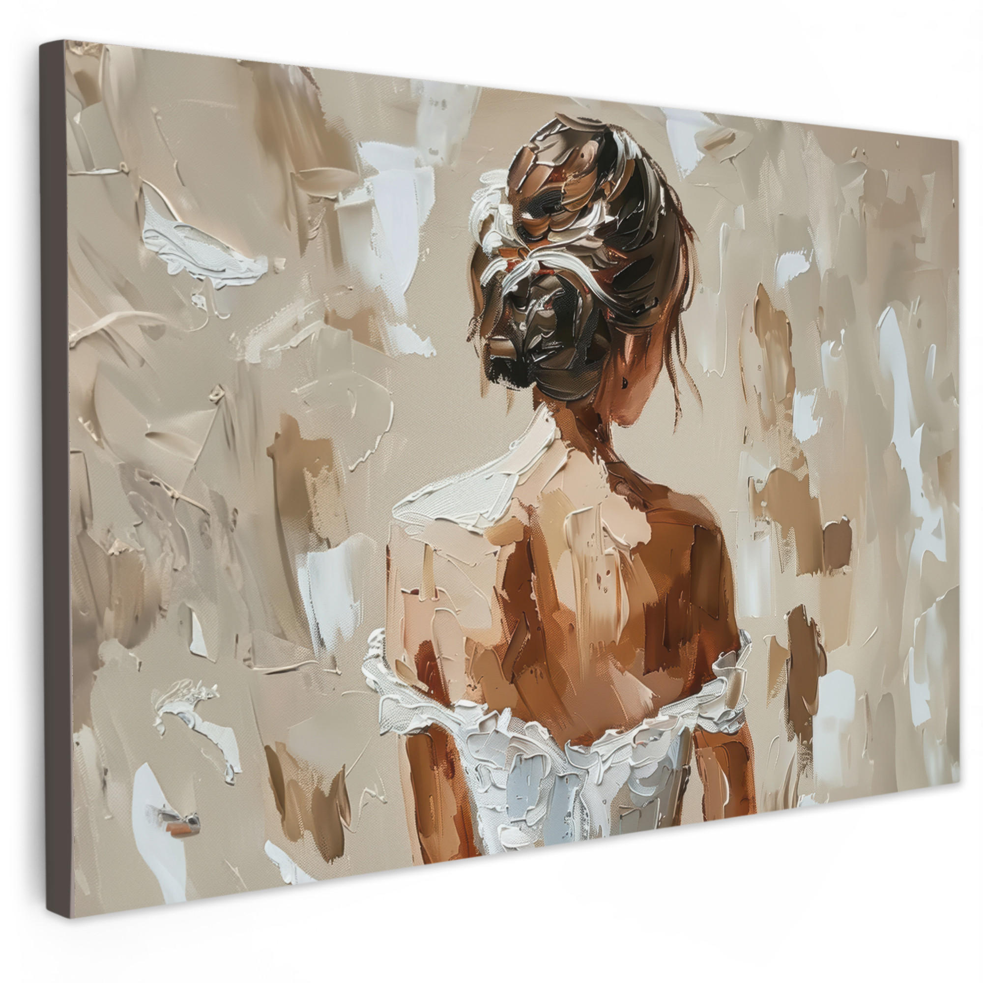 LEINWANDBILD Frau - Farbe - Abstrakt - Beige - Modern Deko Schlafzimmer 30x20 cm - Sandfarben, Textil (30/20cm) - MuchoWow