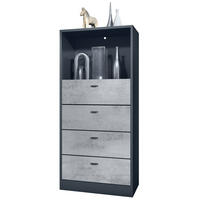 KOMMODE Pino Fronten in Beton Oxid Optik - Hellgrau, Holzwerkstoff (56/125/36cm) - Vladon