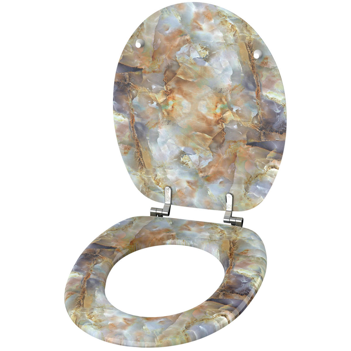 WC-SITZ Marmor Braun - Braun, Holzwerkstoff (38/6/47cm) - Sanilo