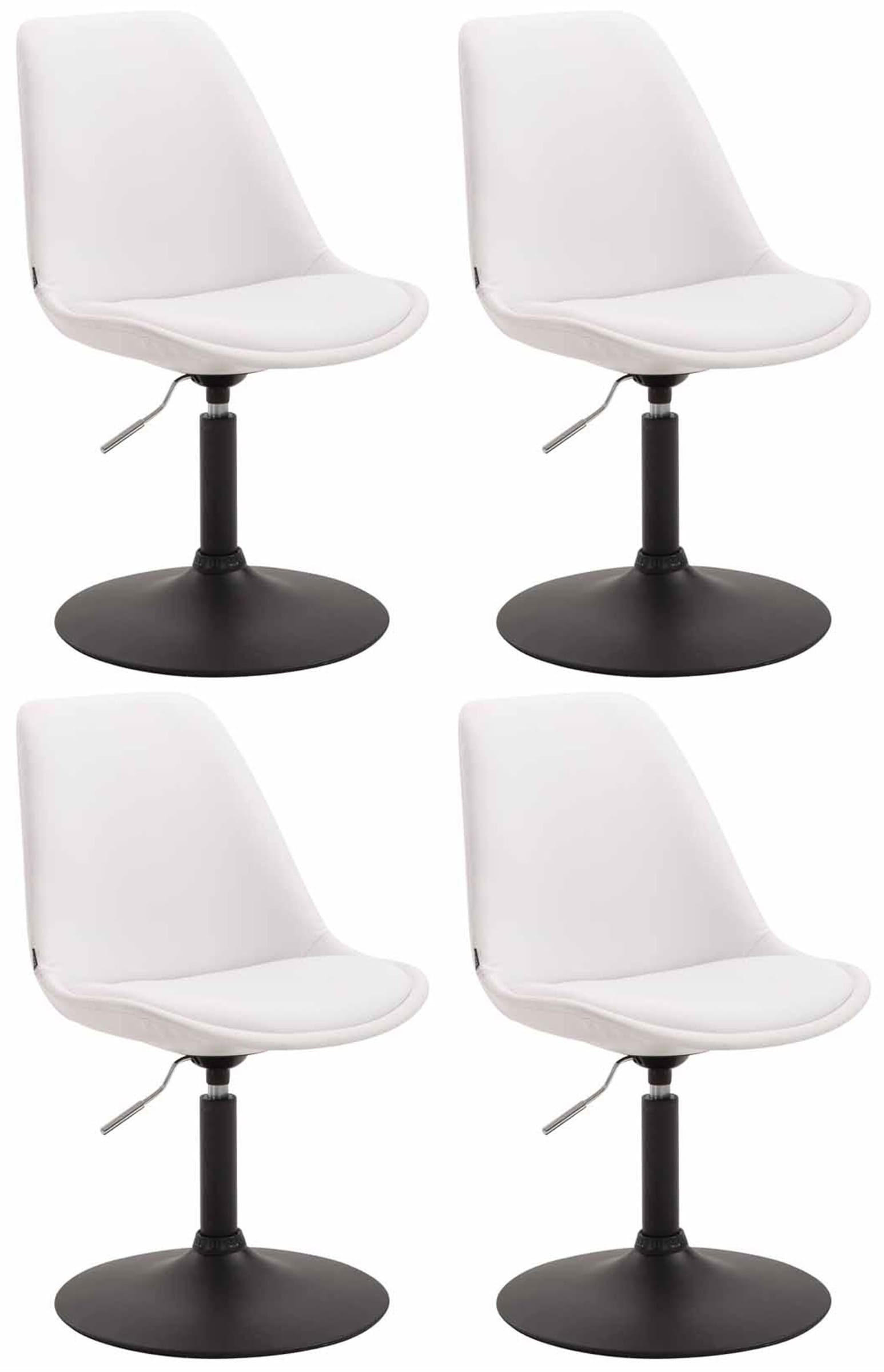 DREHSTUHL 4er Set Lederlook weiß - Schwarz/Weiß, Textil/Metall (48/76/57cm) - CLP