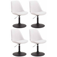 DREHSTUHL 4er Set Lederlook weiß - Schwarz/Weiß, Textil/Metall (48/76/57cm) - CLP