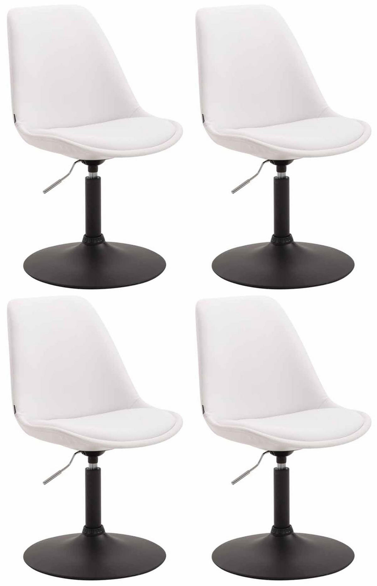 DREHSTUHL 4er Set Lederlook weiß - Schwarz/Weiß, Textil/Metall (48/76/57cm) - CLP