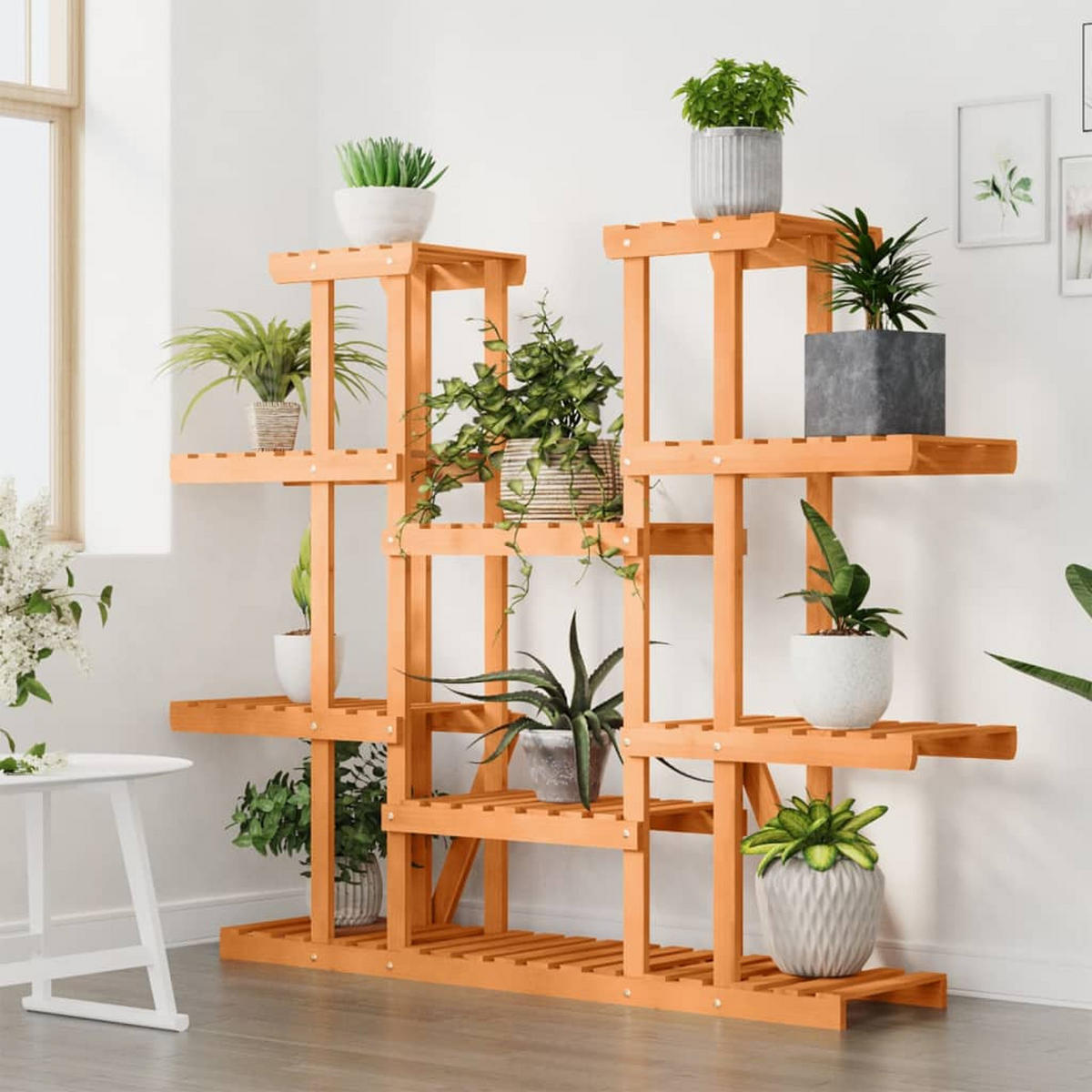 BLUMENSTÄNDER 110/25/110,5 Cm Massivholz Tanne - Braun, Holz (110/110.5/25cm) - vidaXL