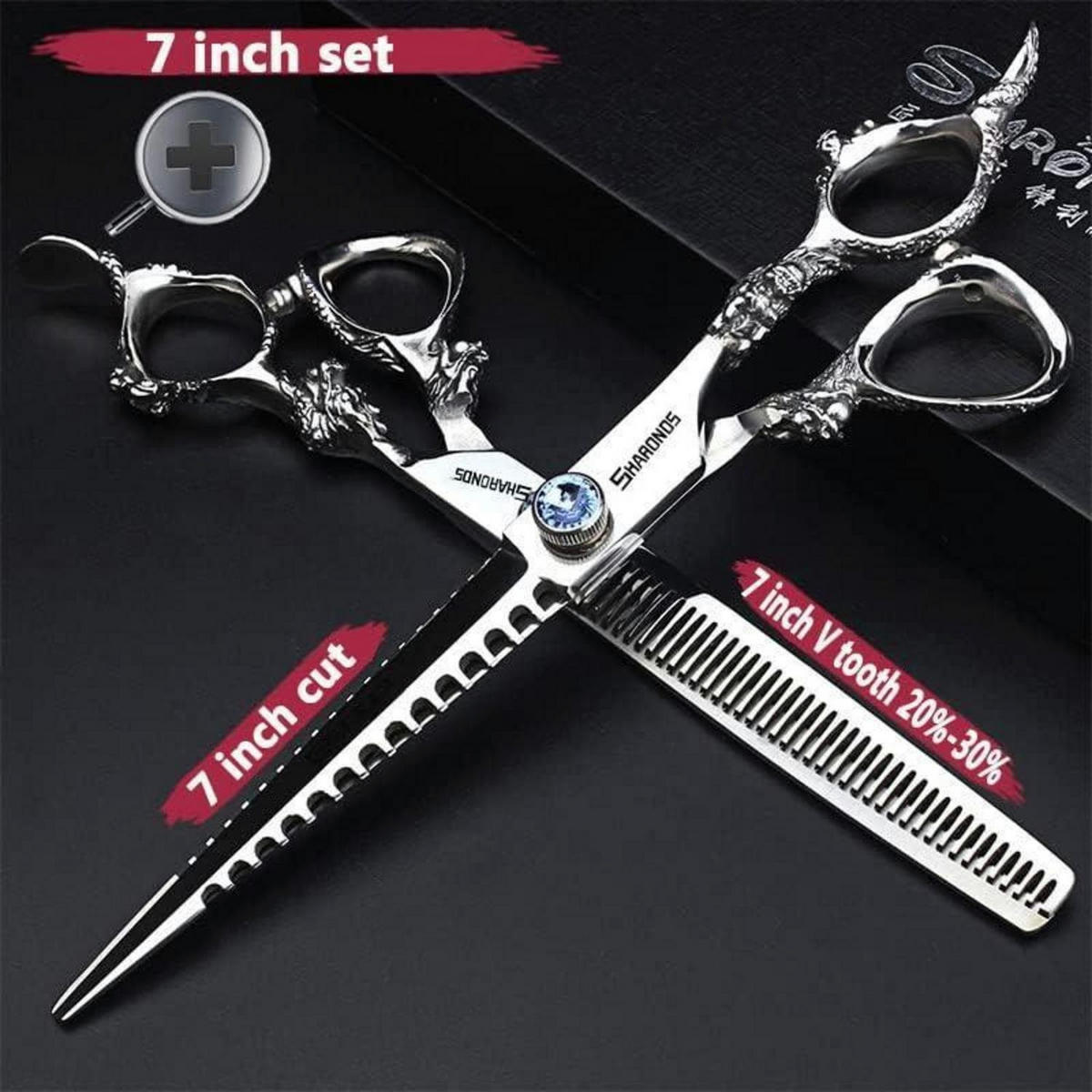 FRISEURSCHEREN Set 7 Zoll 3-teilig Ausdünnungsrate 40-45% Edelstahl - Silberfarben, Metall (6/1/17.7cm)