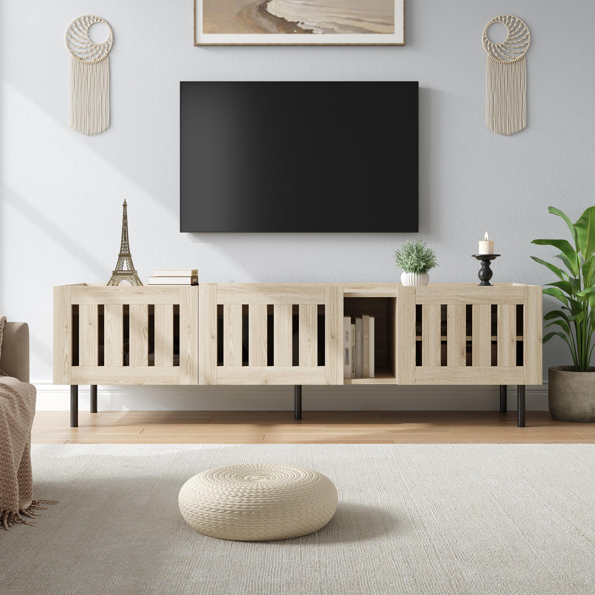 TV-LOWBOARD 160x40x47 cm Naturholz Minimalistisch 2 Schränke - Naturfarben, Holzwerkstoff (40/47/160cm) - FLIEKS