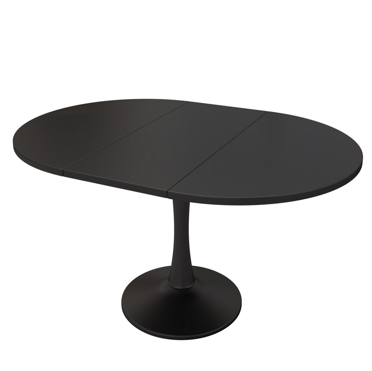 ESSTISCH ausziehbar oval MDF Black 2-in-1 - Schwarz, Holzwerkstoff (140/100/75cm) - Meubliv