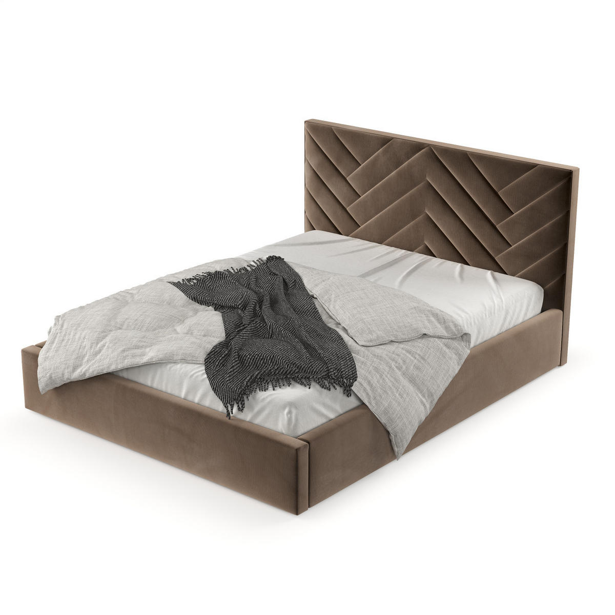 POLSTERBETT Arco 180/200 cm Braun im Paros Stoff - Schwarz/Naturfarben, Holz/Holzwerkstoff (180/200cm) - AltaBeds