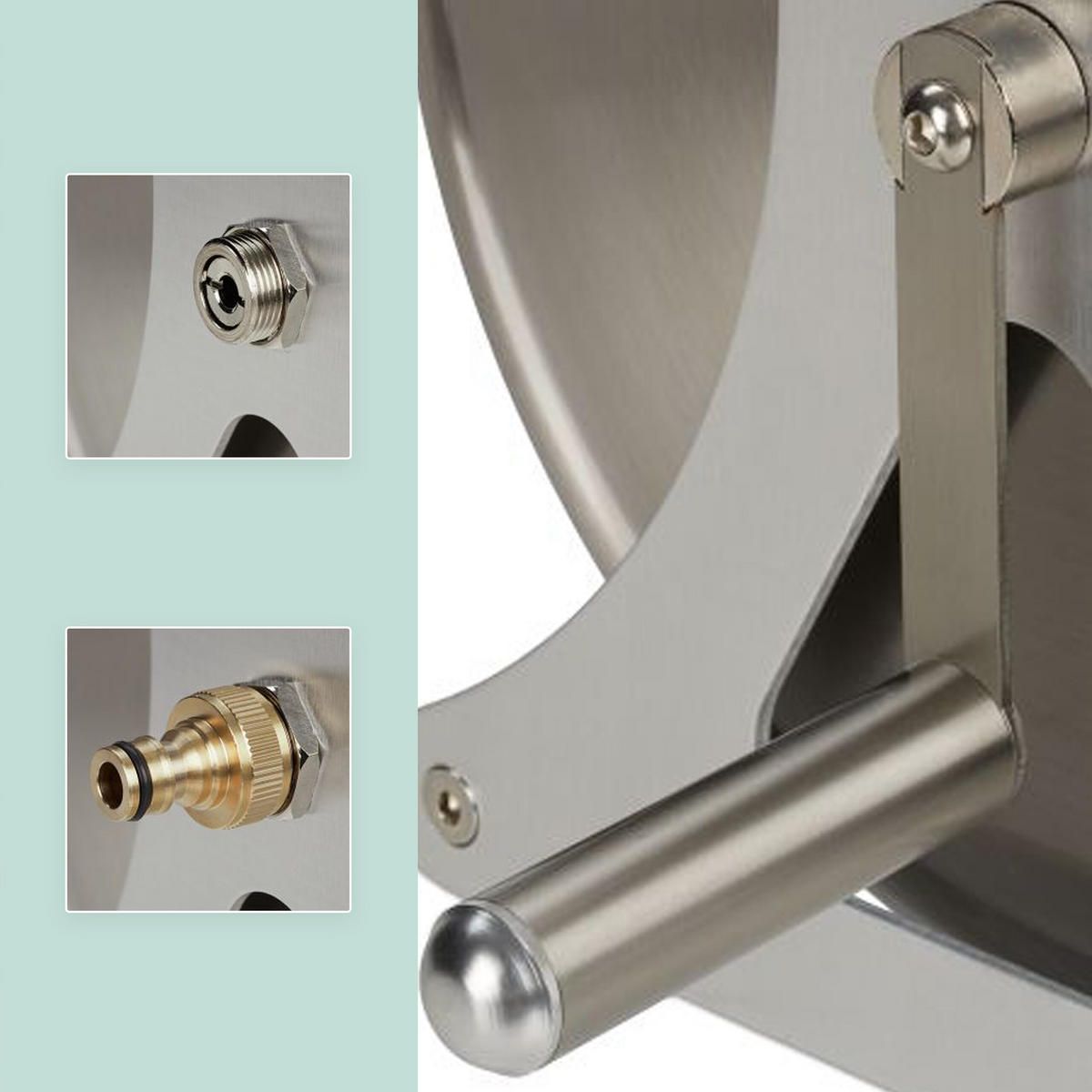 SCHLAUCHTROMMEL - Silberfarben, Metall (50/31/36cm) - Relaxdays