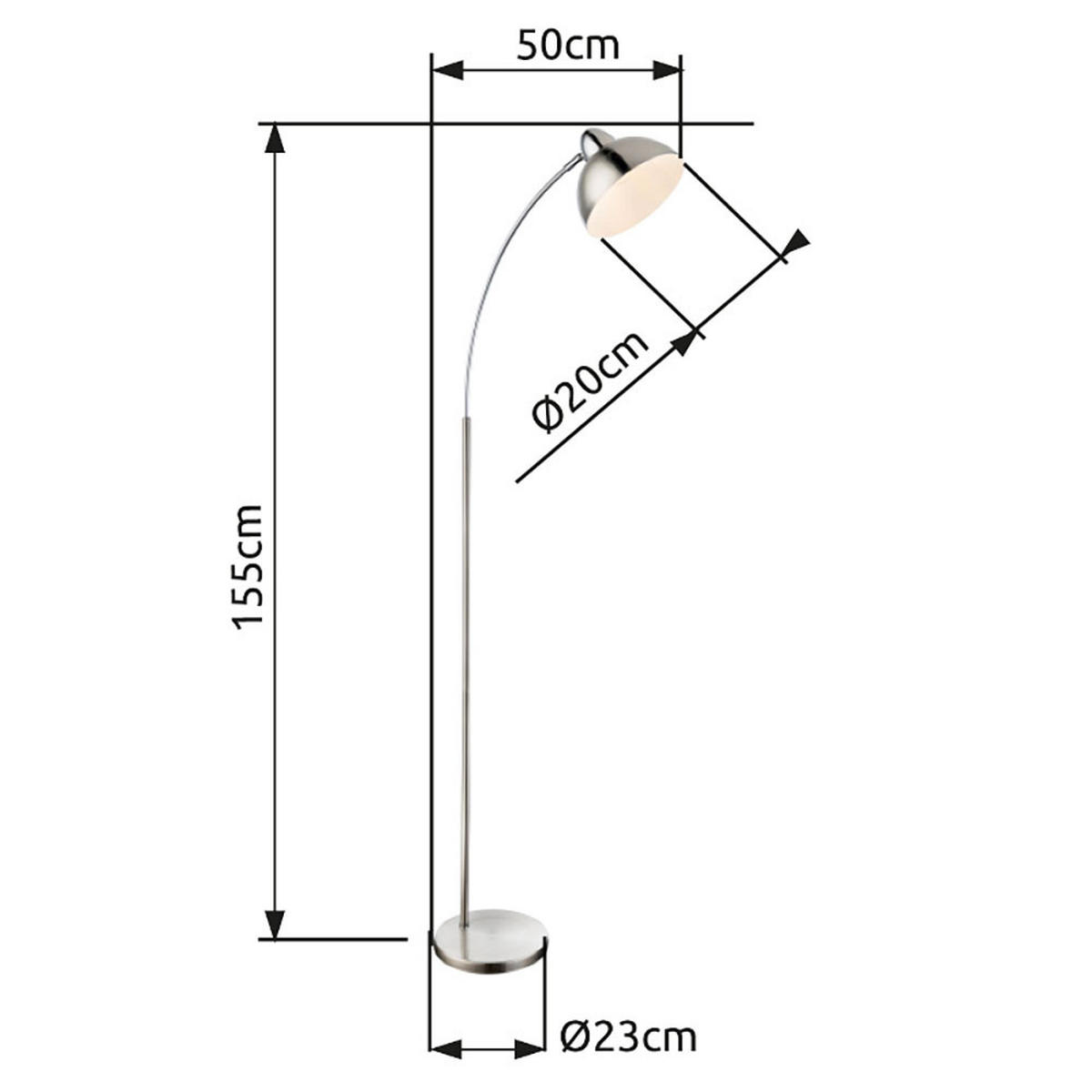 LED STEHLEUCHTE ANITA Silber matt - Silberfarben, Metall (50/23/155cm) - Globo Lighting