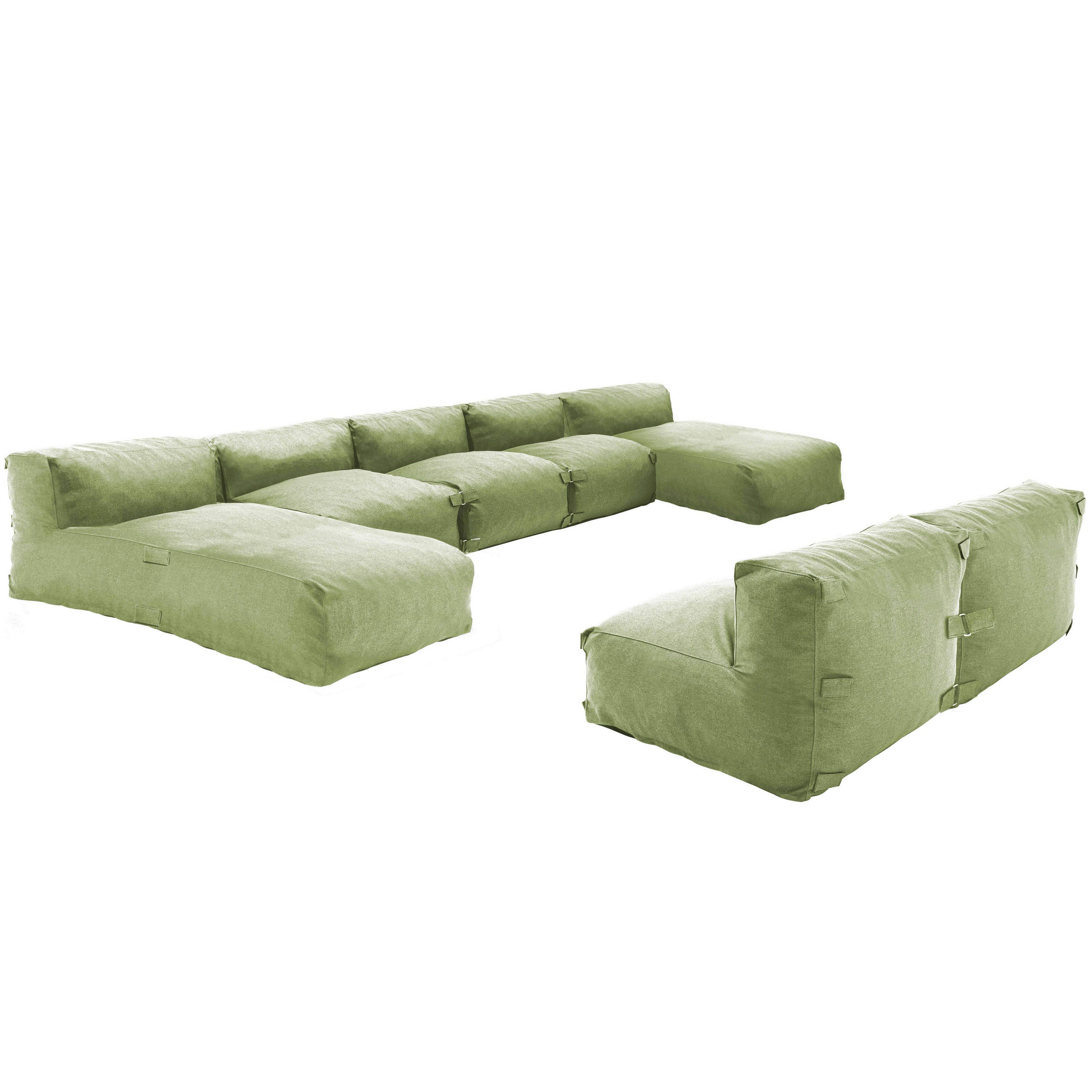 GARTENSOFA mit 7 Sitzplätzen, Kaktusgrünen - Grün, Textil - Oviala