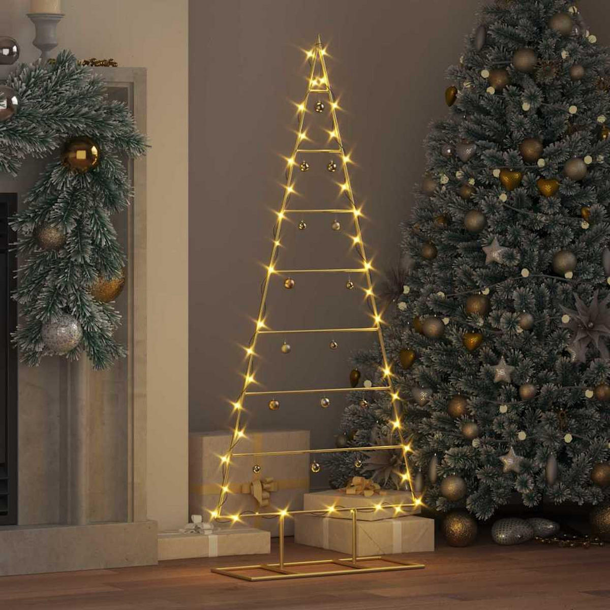 WEIHNACHTSBAUM Metall Gold 125 Cm Pulverbeschichteter Stahl - Goldfarben, Metall (125cm) - vidaXL