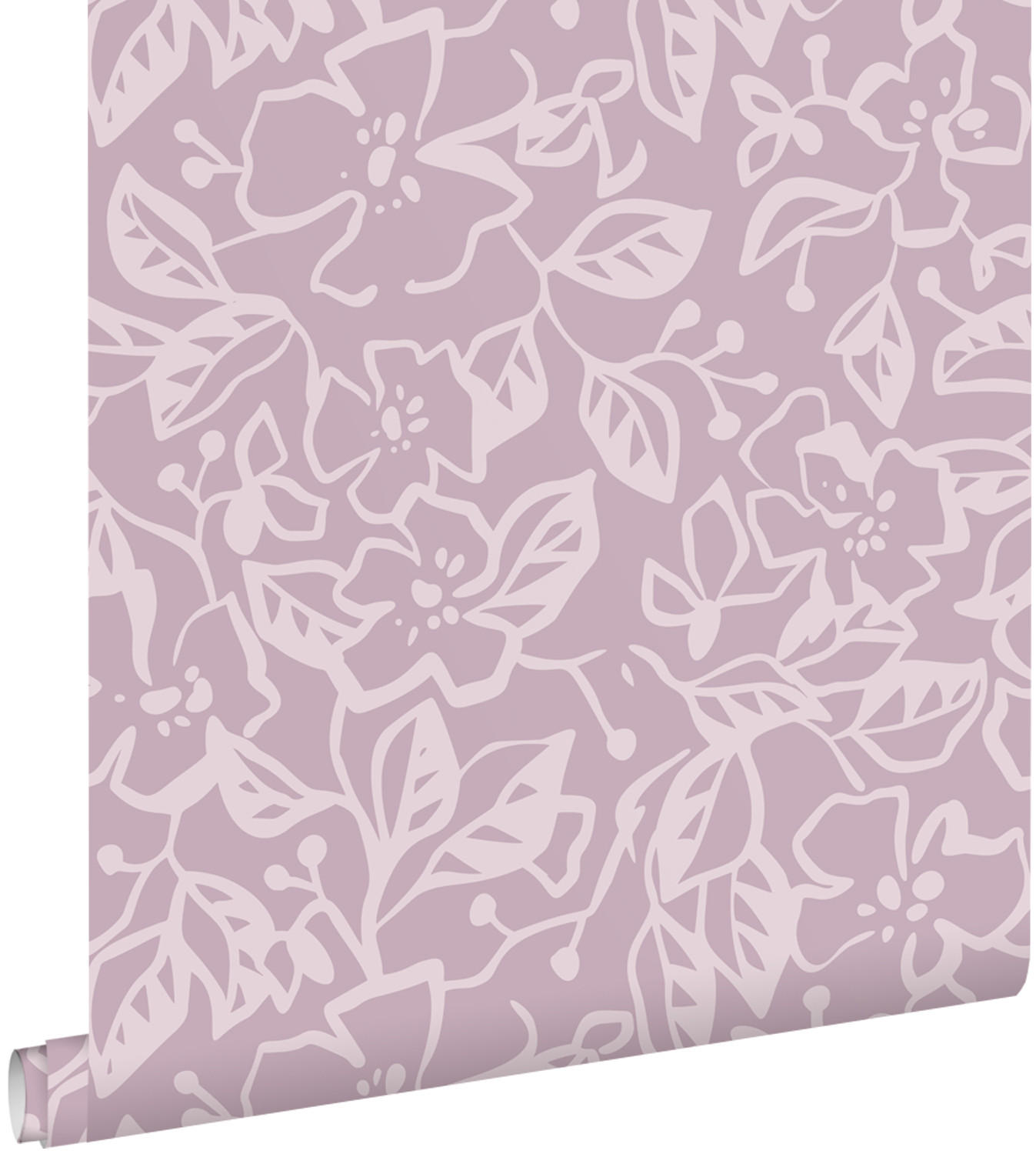 TAPETE Blätter und Blumen 50 x 900 cm - Lila, Papier (50/0.1cm) - ESTAhome