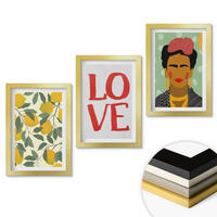 WANDBILDER 3er Set - 20x30 cm Goldrahmen - Lemons LOVE Porträt von Frida - Goldfarben, Kunststoff (20/30cm) - ArtPrintCave