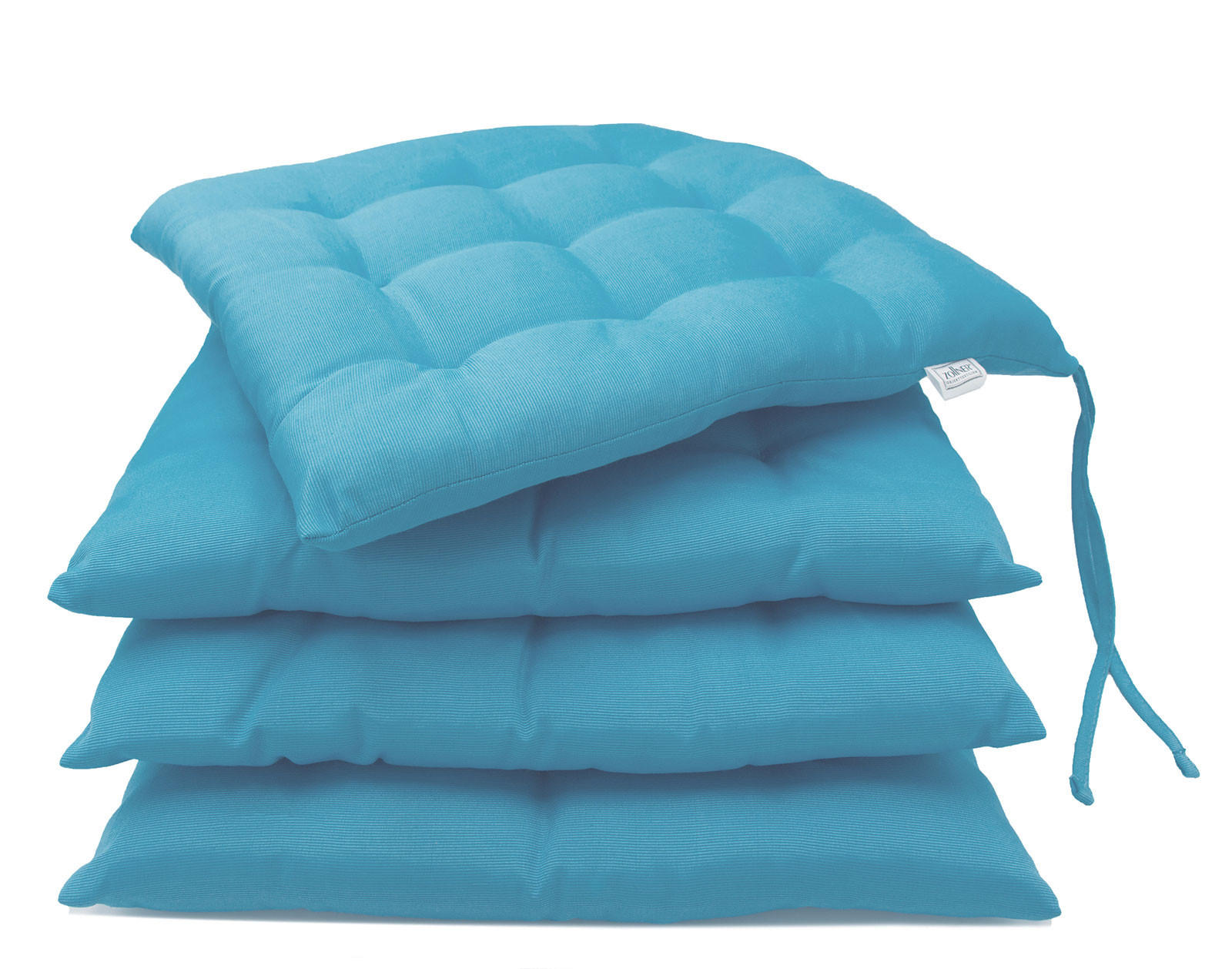 STUHLKISSEN, 4er-Set, 40x40 cm, 100% Polyester, Blau - Türkis, Textil (40/40/3cm) - Zollner