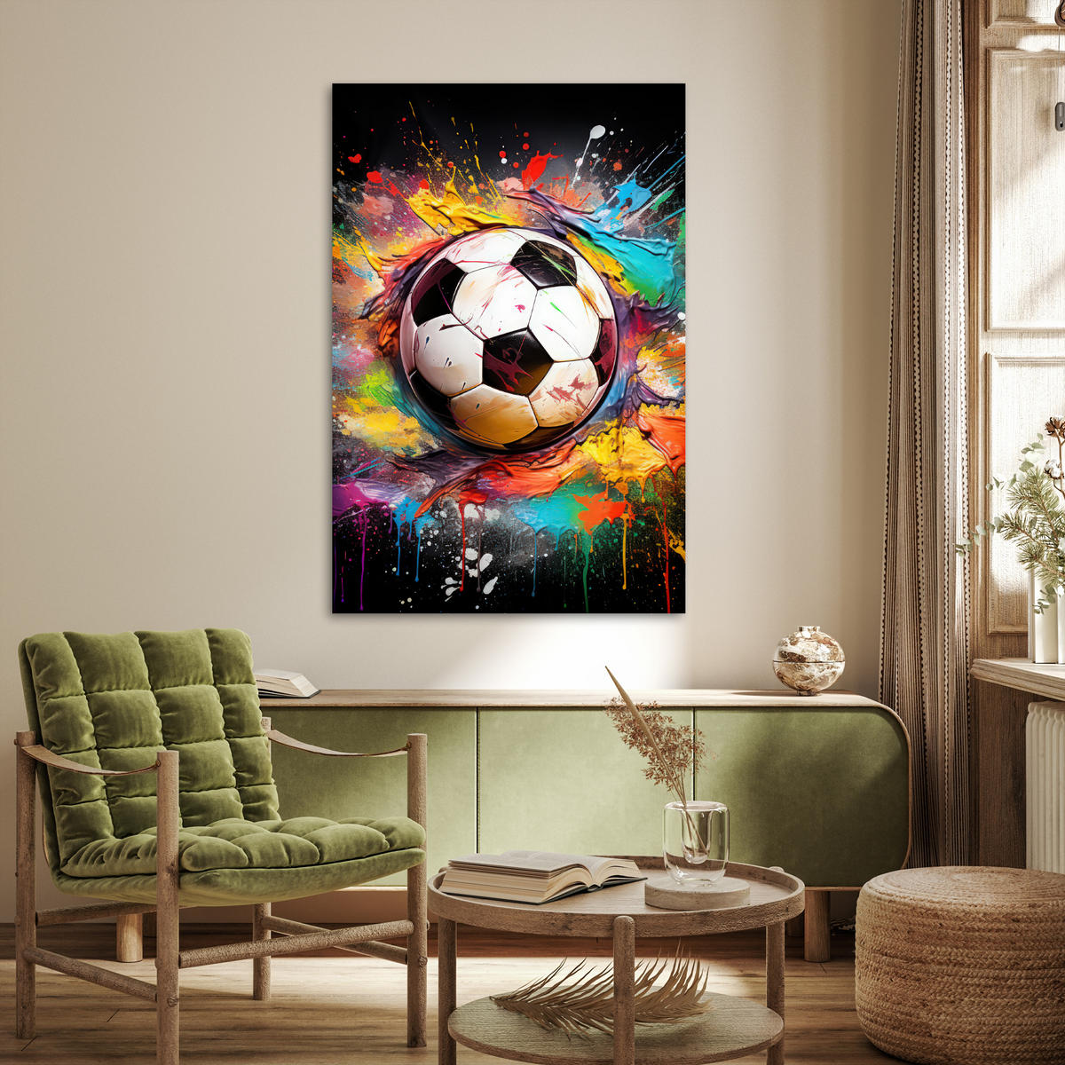 POSTER Fußball - Farbe - Farben - Schwarz - Weiß 80x120 cm - Weiß, Papier (80/120/0.1cm) - MuchoWow