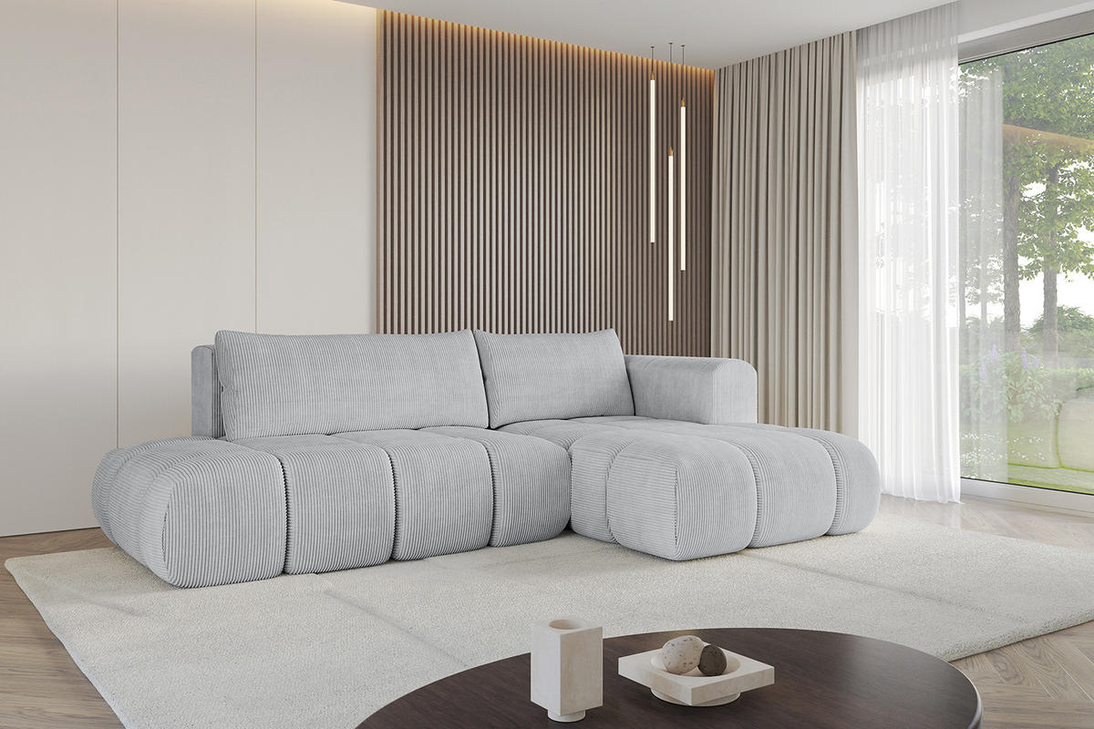ECKSOFA Ottomane Rechts CLOUD-L 289x180x40 Grau Cord - Grau, Holzwerkstoff/Kunststoff (289/180cm) - ALTDECOR