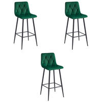 BARHOCKER 3-er Set KODA dunkelgrüner Sitz, schwarze Basis - Dunkelgrün/Schwarz, Metall (43.5/104/32.5cm) - Valora
