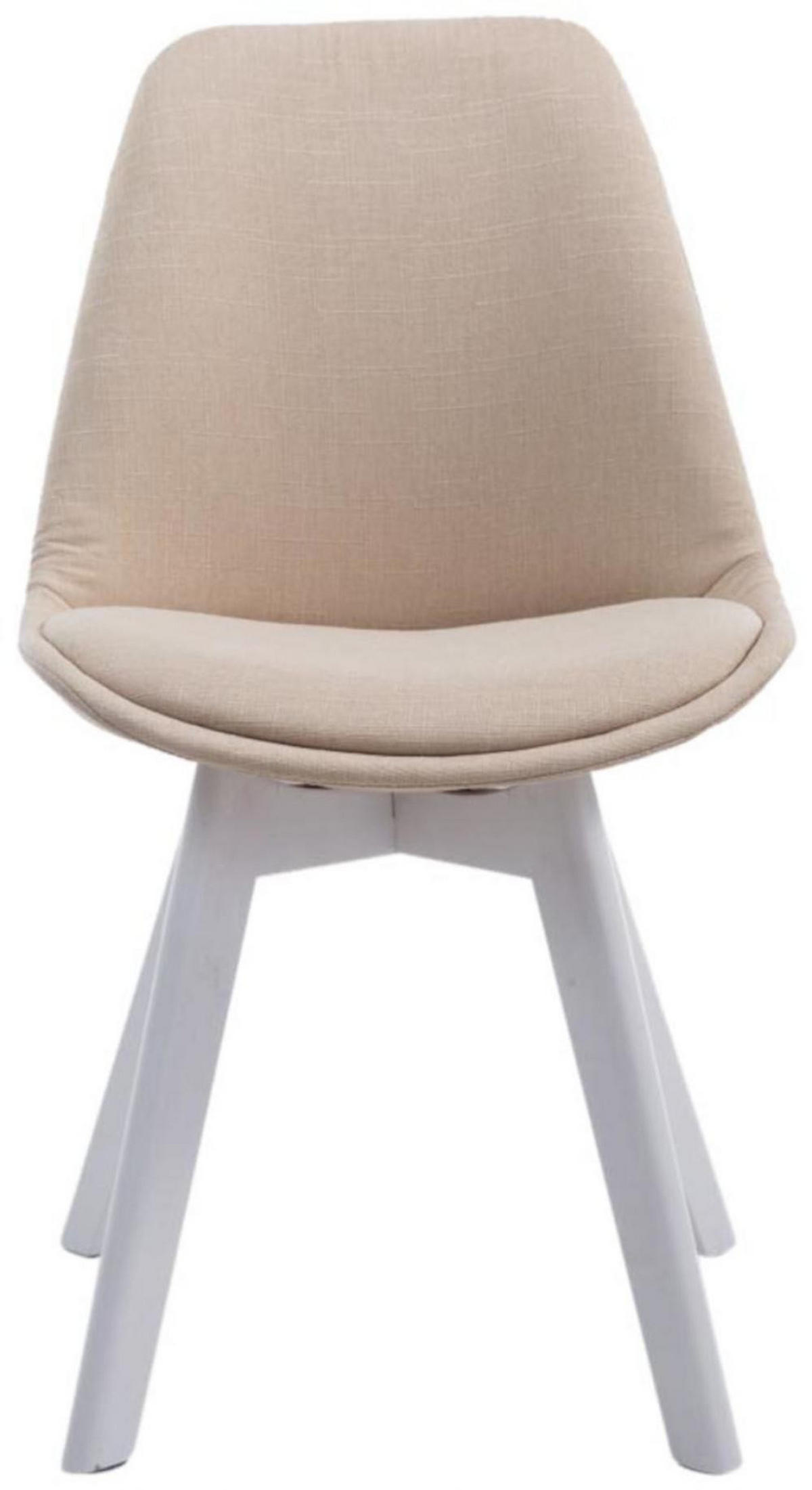 STUHL 4er Set Stoff creme - Creme/Weiß, Holz/Textil (48/84/55cm) - CLP