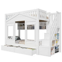 KINDERHOCHBETT 90x200 cm in Weiß mit Stauraumtreppe und Schublade - Weiß, Holz (90/200cm) - IVMEU
