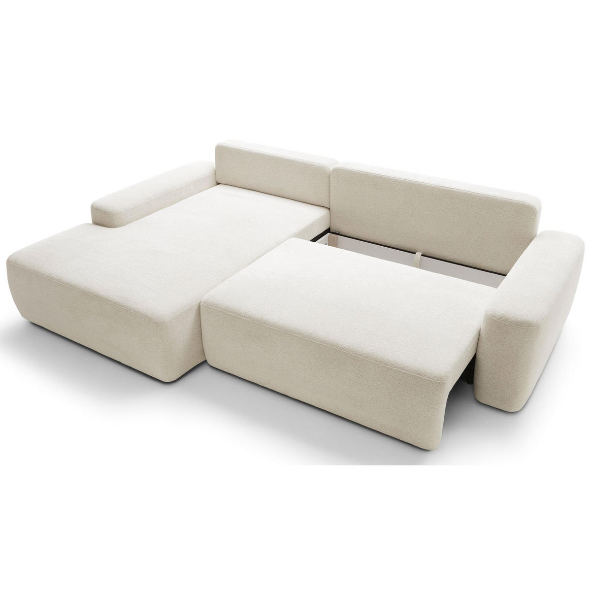ECKSOFA Baleo Creme Chenille-Bezug - Creme/Schwarz, Kunststoff/Textil (264/162cm) - Selsey