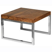 COUCHTISCH Massivholz Metallgestell Pflegeleicht, Braun 60x60x40 cm - Silberfarben/Braun, Holz/Metall (60/60/40cm) - KADIMA DESIGN