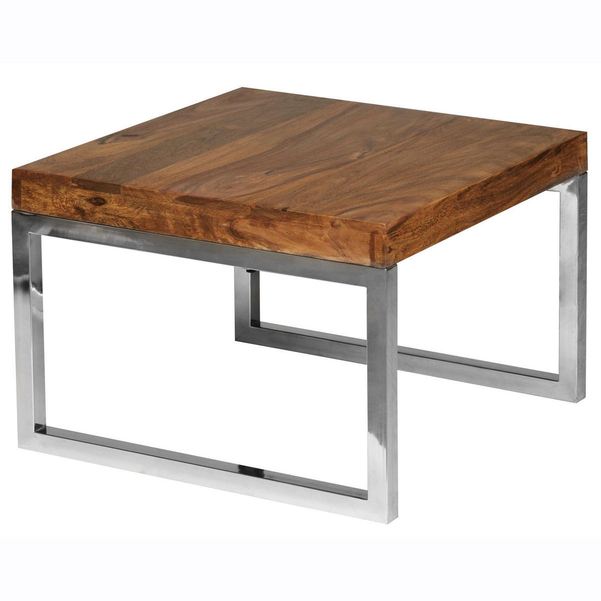 COUCHTISCH Massivholz Metallgestell Pflegeleicht, Braun 60x60x40 cm - Silberfarben/Braun, Holz/Metall (60/60/40cm) - KADIMA DESIGN
